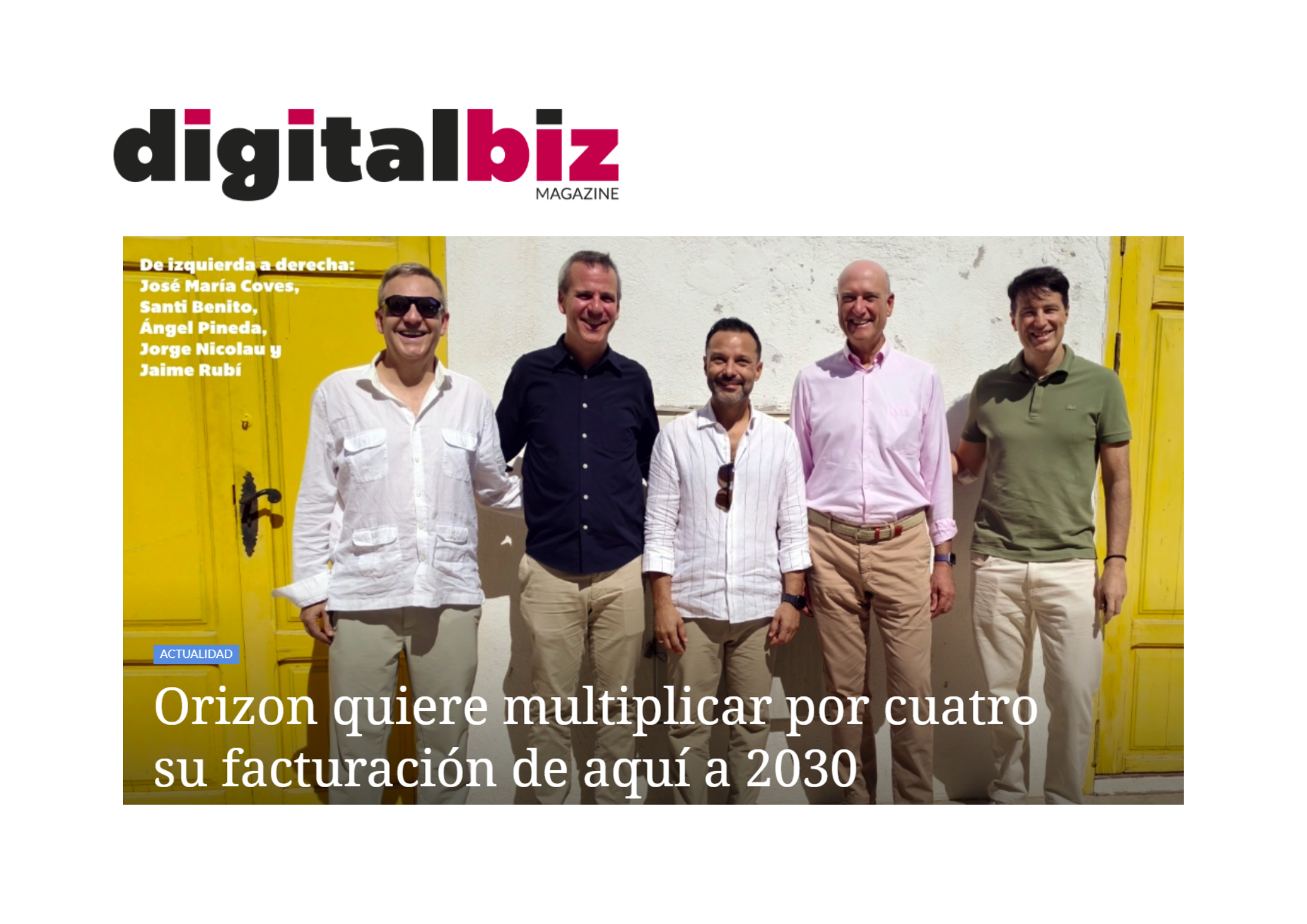 Orizon quiere multiplicar por cuatro su facturación de aquí a 2030